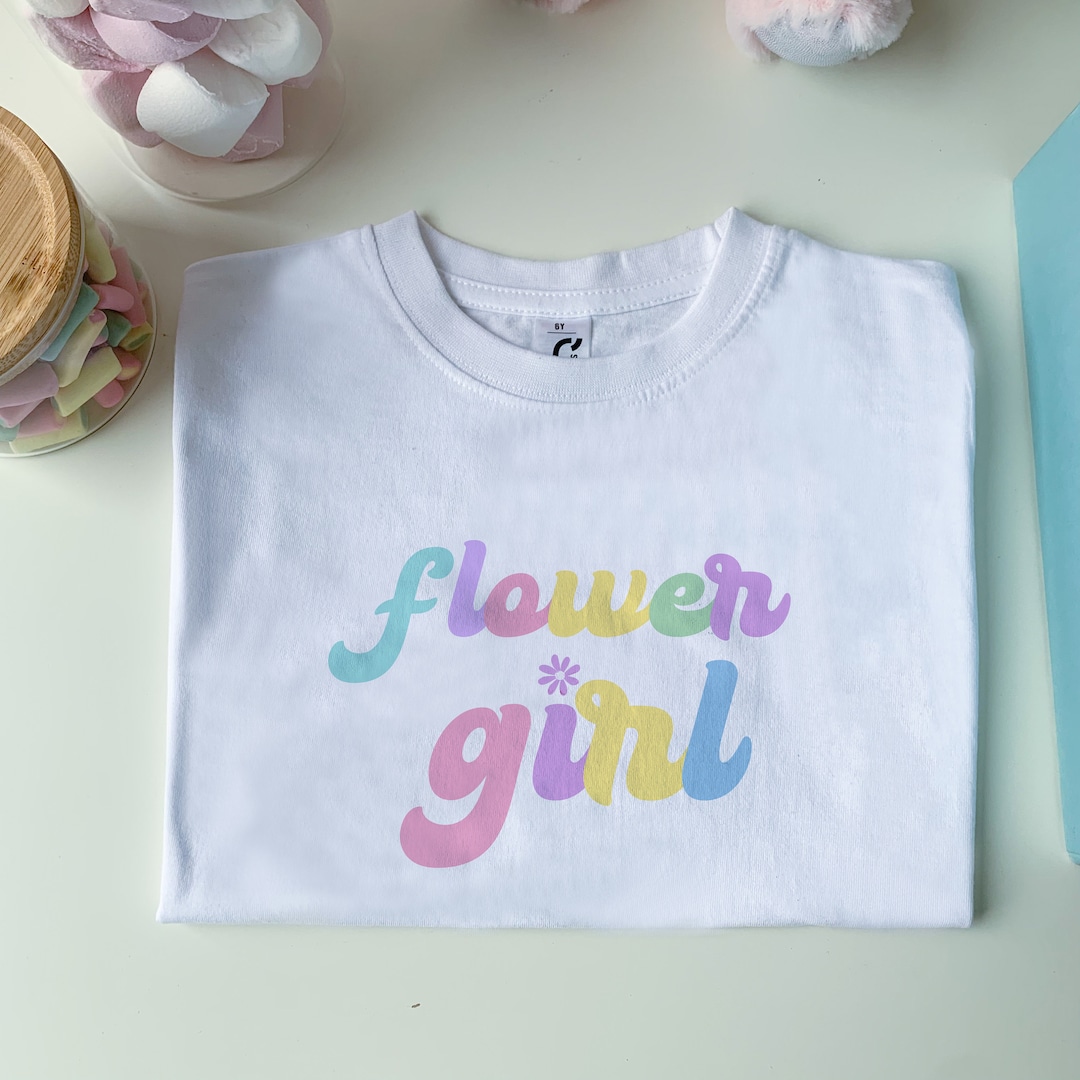 Personalised Flower Girl T Shirt   Wedding Gift For Kids   Unicorn Colours Flower Girl Cute Present Ideas   Outfit   FLOWER GIRL SHIRT